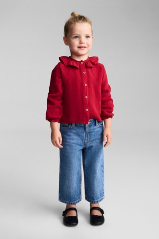 Blouse coton tissu plissé - Rouge