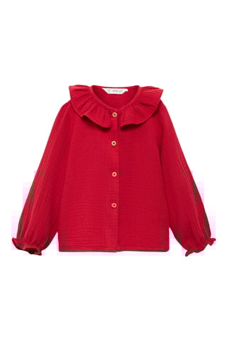 Blouse coton tissu plissé - Rouge