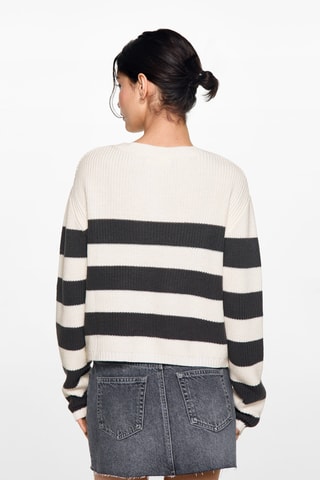 Pull à rayures - Blanc cassé