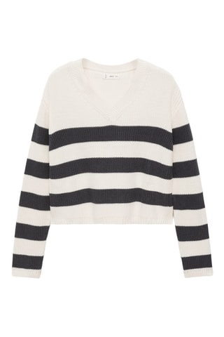 Pull à rayures - Blanc cassé