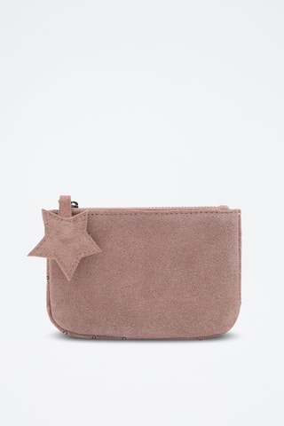 Porte-monnaie cuir à zip - Rose pâle