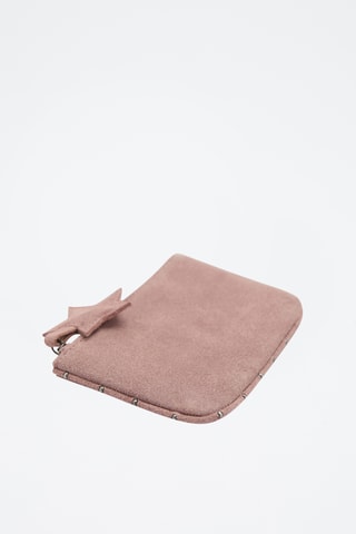 Porte-monnaie cuir à zip - Rose pâle