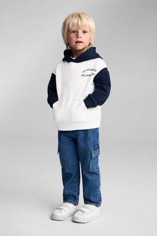 Sweat-shirt coton imprimé - Blanc cassé