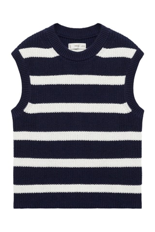 Gilet maille rayures - Bleu marine