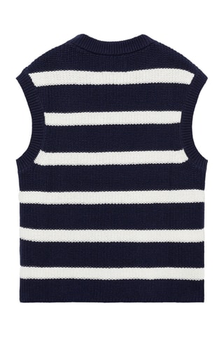Gilet maille rayures - Bleu marine