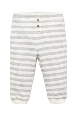 Pantalon coton à rayures - Gris chiné
