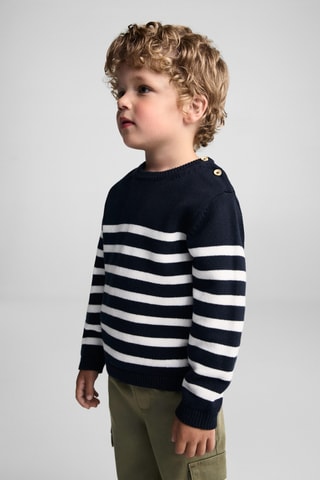 Pull-over maille détail boutons - Bleu marine