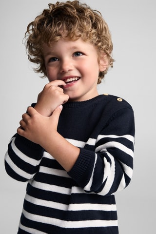 Pull-over maille détail boutons - Bleu marine