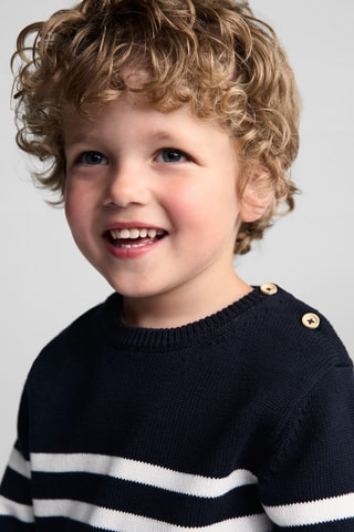 Pull-over maille détail boutons - Bleu marine