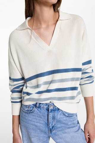 Pull-over en maille à rayures - Blanc cassé