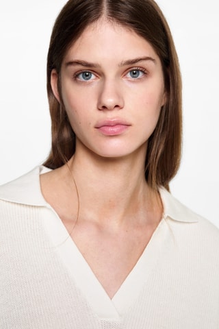 Pull-over en maille à rayures - Blanc cassé