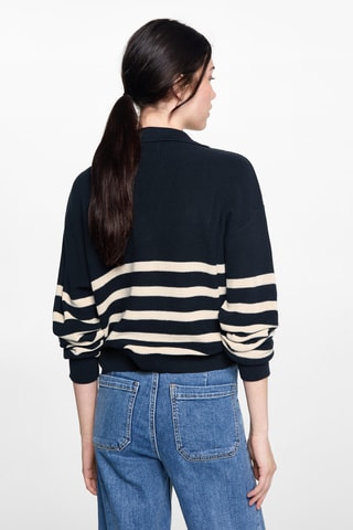 Pull-over en maille à rayures - Bleu marine