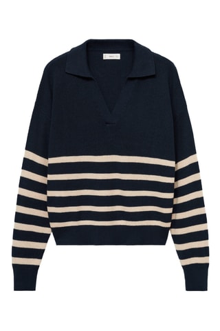 Pull-over en maille à rayures - Bleu marine