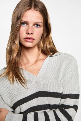 Pull-over en maille à rayures - Gris