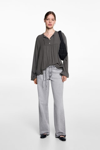 Blouse fluide col noué - Vert