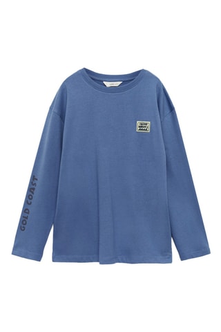 T-shirt manches longues imprimé - Bleu