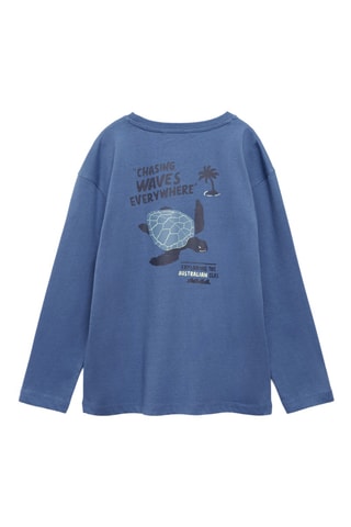 T-shirt manches longues imprimé - Bleu