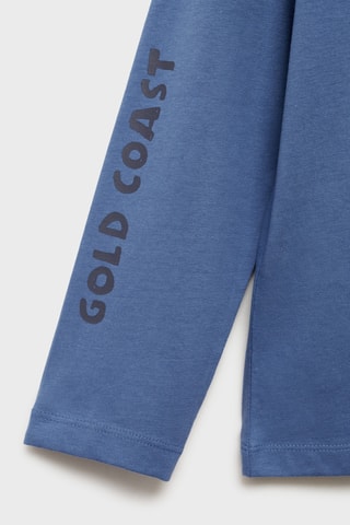 T-shirt manches longues imprimé - Bleu