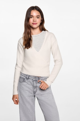Cardigan cache-coeur noeud - Écru