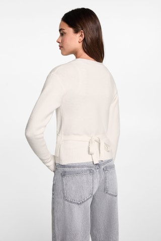 Cardigan cache-coeur noeud - Écru