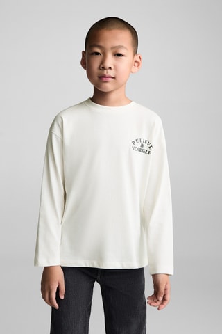 T-shirt manches longues imprimé - Blanc cassé