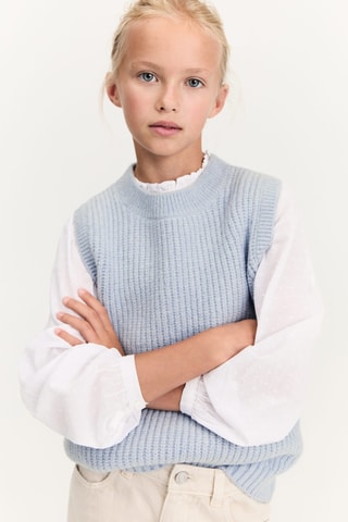 Gilet maille côtelée - Ciel