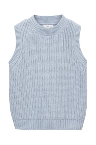 Gilet maille côtelée - Ciel
