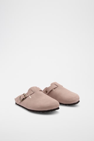 Sabots cuir doublure imitation mouton retourné - Rose pâle