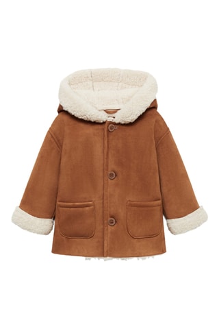 Manteau suédine en imitation mouton - Marron et blanc
