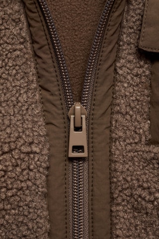Blouson en cuir et imitation mouton - Marron