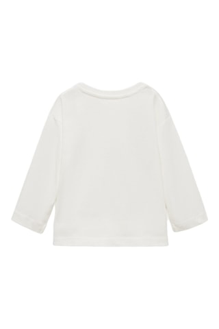T-shirt imprimé détails brodés - Blanc cassé