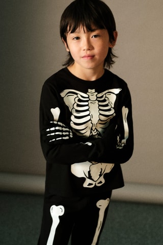 Pyjama squelette phosphorescent - Noir