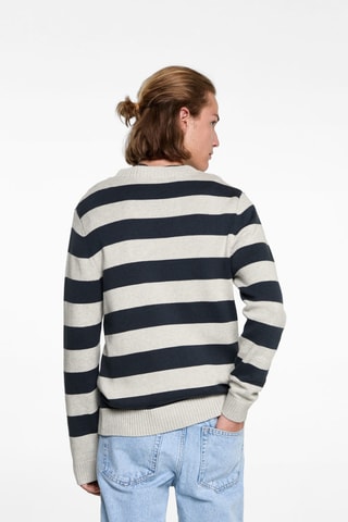 Pull-over en maille à rayures - Bleu marine