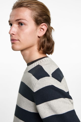 Pull-over en maille à rayures - Bleu marine