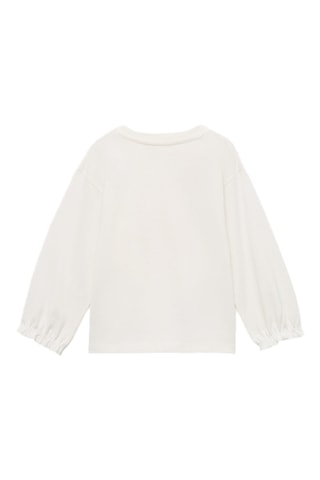 T-shirt manches longues imprimé relief - Blanc cassé