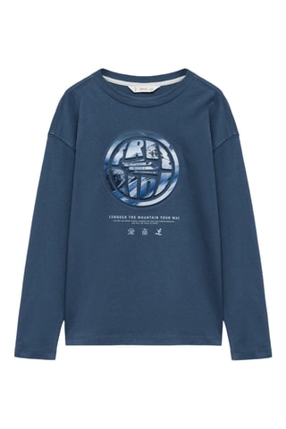 T-shirt imprimé détails relief - Bleu