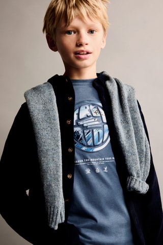 T-shirt imprimé détails relief - Bleu