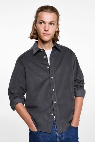 Chemise velours côtelé regular fit - Anthracite