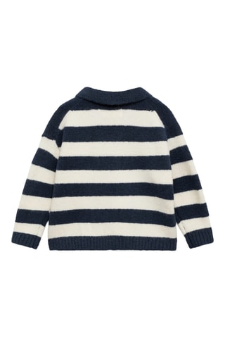 Pull-over rayures col polo - Bleu marine