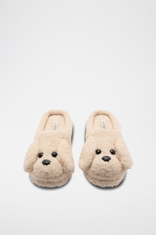 Pantoufles petit chien - Gris clair