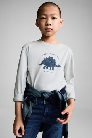 T-shirt imprimé dinosaure - Gris clair