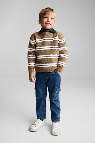 Pull-over en maille à rayures - Marron et blanc