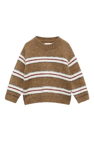 Pull-over en maille à rayures - Marron et blanc
