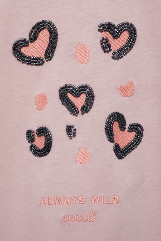 T-shirt brodé perles - Rose