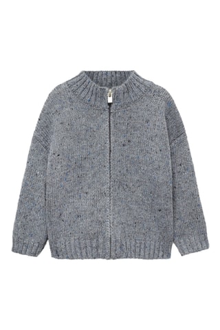 Cardigan maille fermeture Éclair - Gris chiné