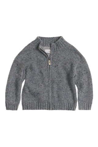 Cardigan maille fermeture Éclair - Gris chiné