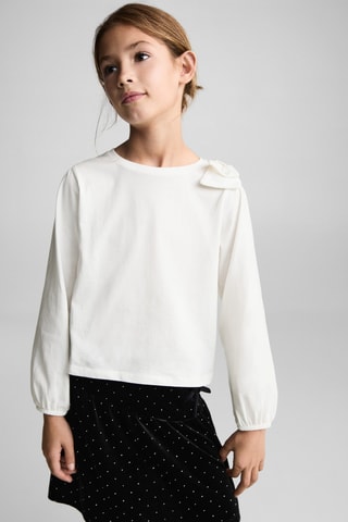 T-shirt coton noeud - Blanc cassé
