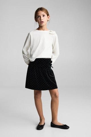 T-shirt coton noeud - Blanc cassé