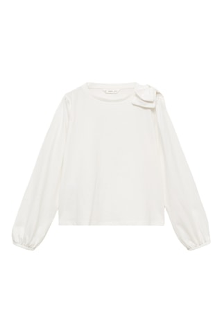 T-shirt coton noeud - Blanc cassé