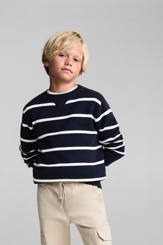 Pull-over en maille à rayures - Bleu marine